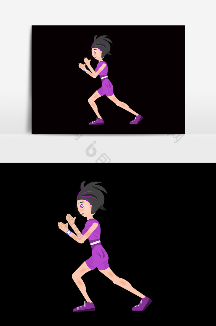 卡通健身跑步女孩