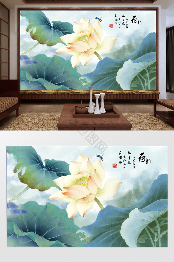 手绘荷花图片-手绘荷花素材免费下载-包图网