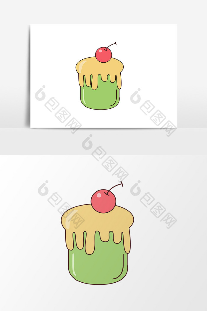 矢量手绘苹果小蛋糕元素