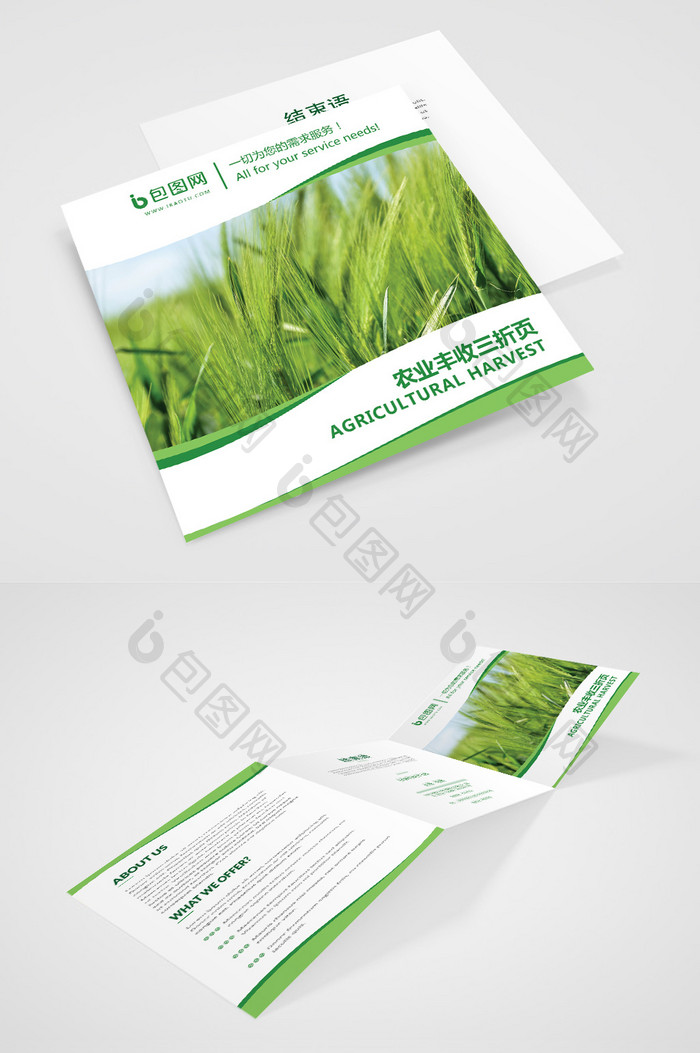 绿色时尚农业品牌方形三折页