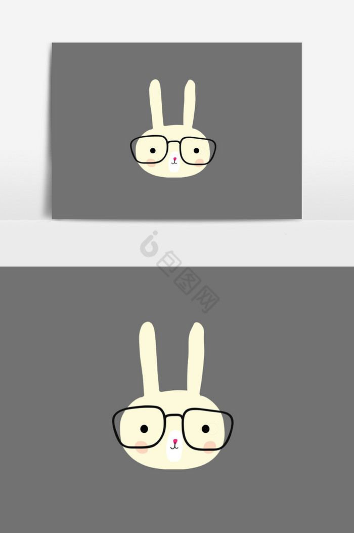 戴眼镜小兔子插画图片