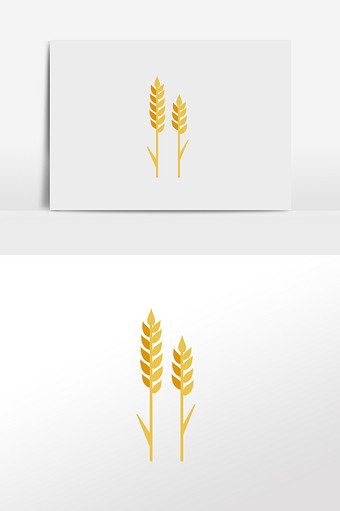 卡通金黄色麦子插画素材图片