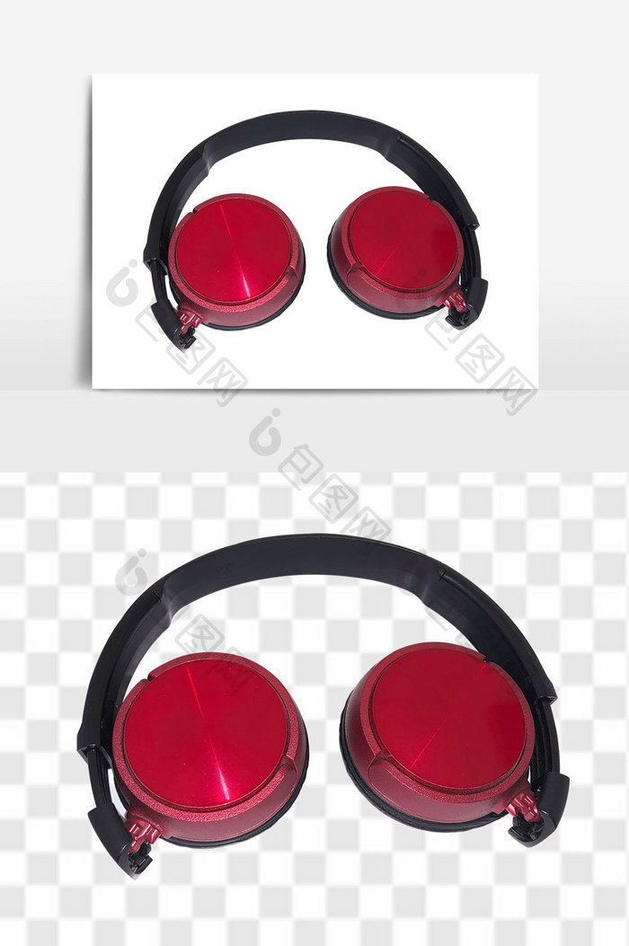 耳机头戴式红色高清原创元素
