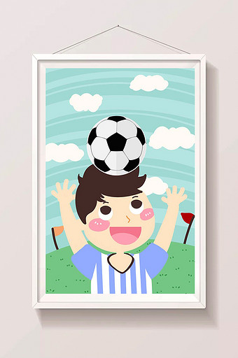 足球少年世界杯创意插画图片