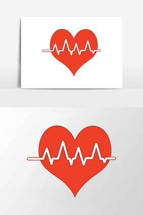 卡通扁平矢量医疗心电图元素