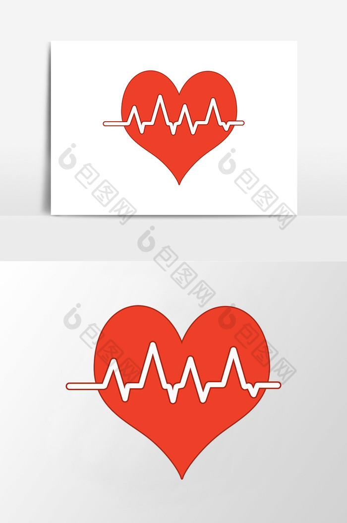 卡通扁平矢量医疗心电图元素