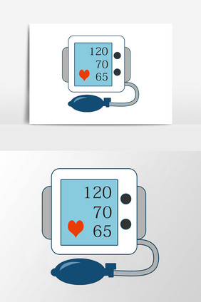 卡通扁平矢量医疗器材血压脉搏心率元素