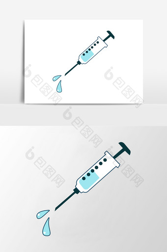 卡通扁平矢量医疗器材注射器元素图片