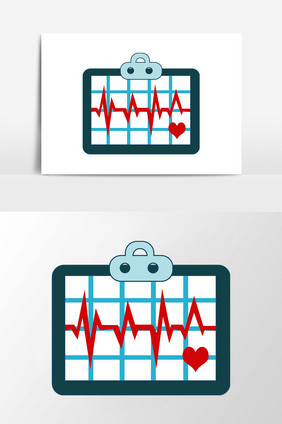 卡通扁平矢量医疗器材心电图记录档案本元素