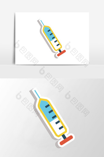 卡通扁平矢量医疗器材玻璃针筒元素图片
