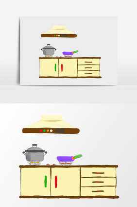 卡通漫画厨房场景