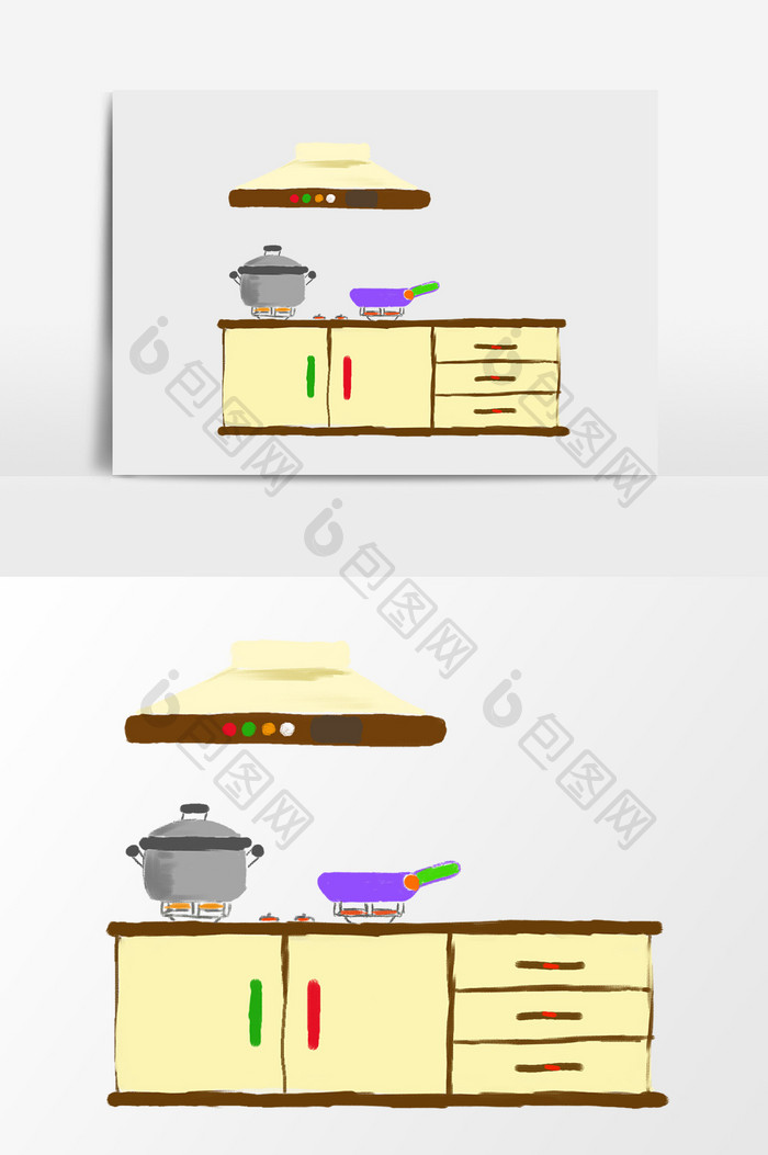 卡通漫画厨房场景