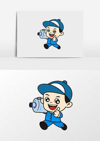 卡通送水工桶装饮用水配送员形像图片下载