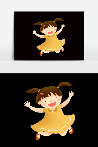 卡通快乐的小女孩素材图片