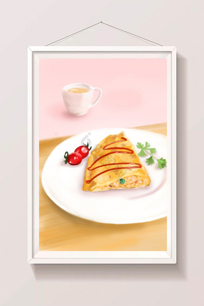 美味早餐蛋包饭插画图片