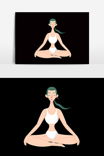 卡通时尚手绘性感瑜伽美女图片