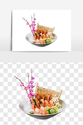 鲜虾日式料理元素图片