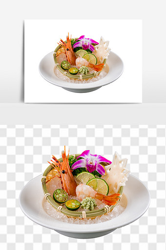 虾肉日式料理元素图片