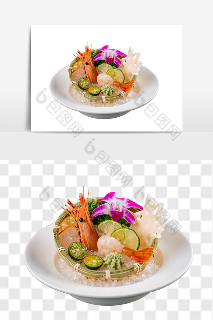 虾肉日式料理元素