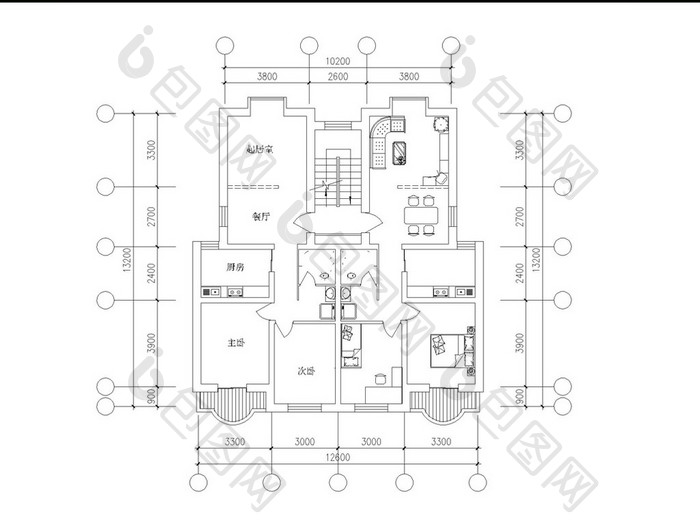 两室两厅家装CAD