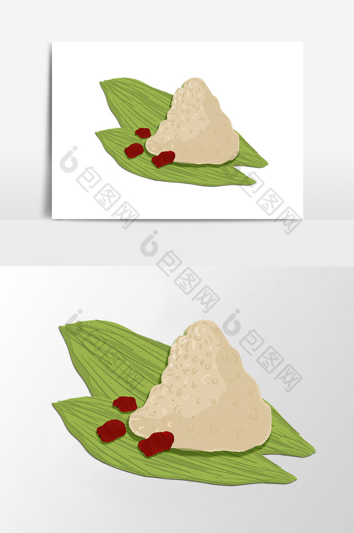 手绘红枣米粽元素