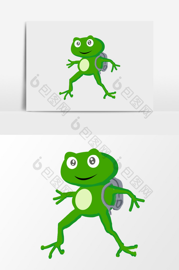 卡通手绘绿色青蛙书包