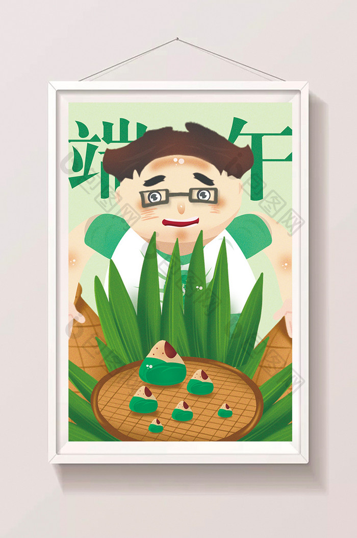 创意卡通端午节小胖子系列插画设计