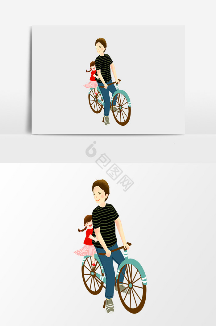 骑自行车父女图片