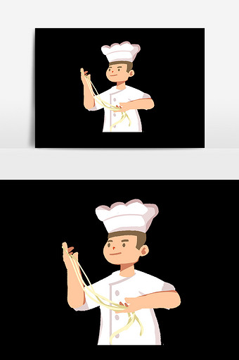 卡通手绘拉面厨师