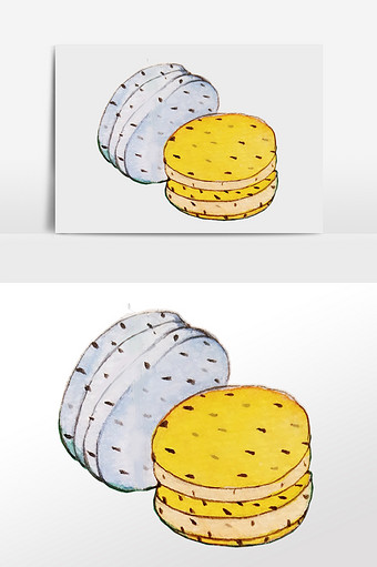 手绘马卡龙巧克力夹心饼干元素图片