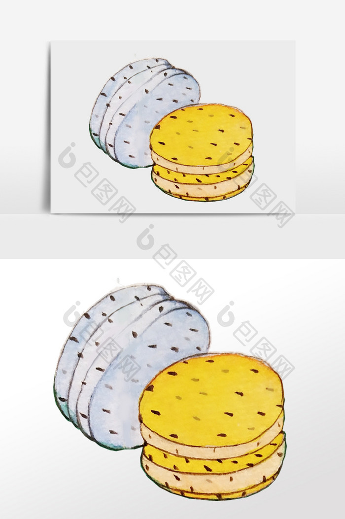 手绘马卡龙巧克力夹心饼干元素