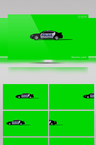 动态警车绿屏抠像绿幕视频图片下载