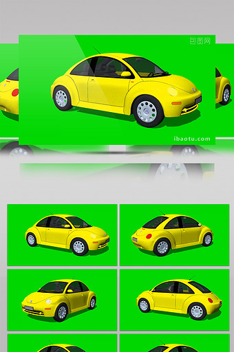 动态小黄车绿屏抠像绿幕视频素材图片