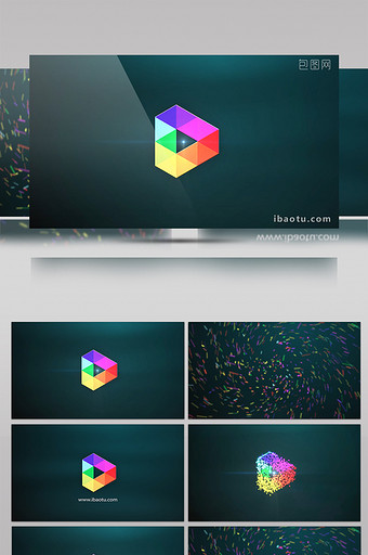 彩色粒子汇聚光效LOGO演绎AE模板图片