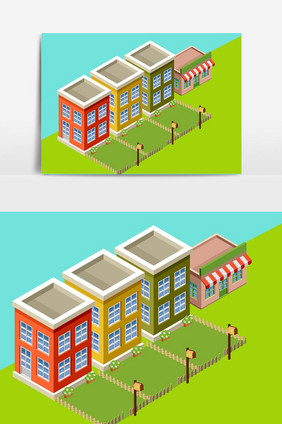 25d立体卡通建筑元素