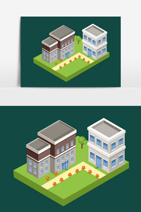 25d绿色立体建组元素