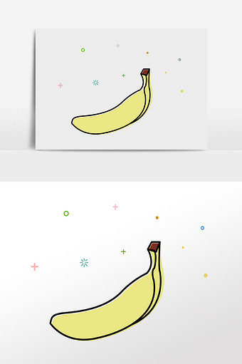MBE风黄色香蕉插画元素图片
