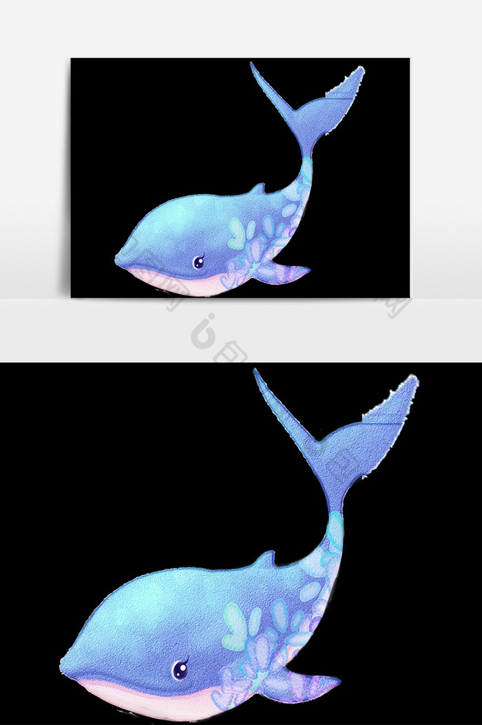 水彩手绘海豚插画元素素材