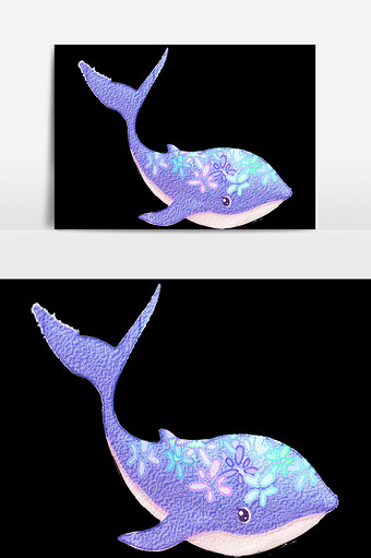唯美水彩海豚插画元素素材图片