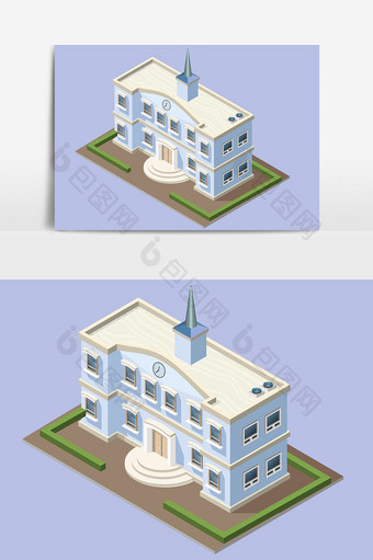 教学楼房子立体元素图片