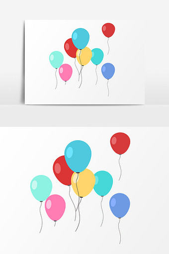 手绘多彩气球插画元素图片下载