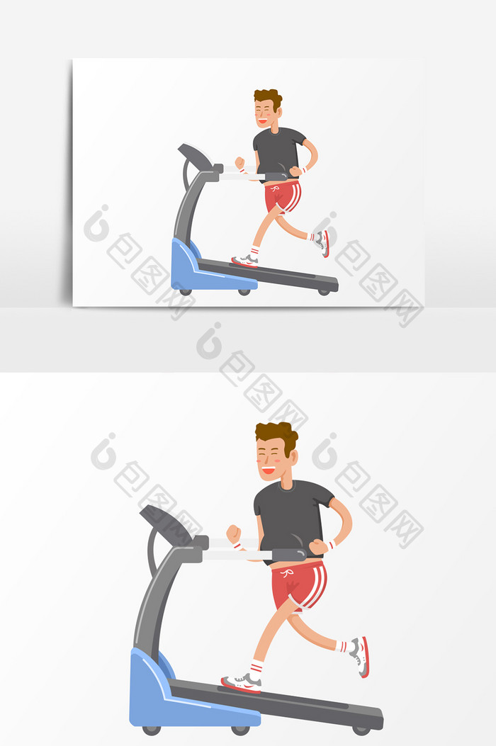 跑跑步机人物插画元素