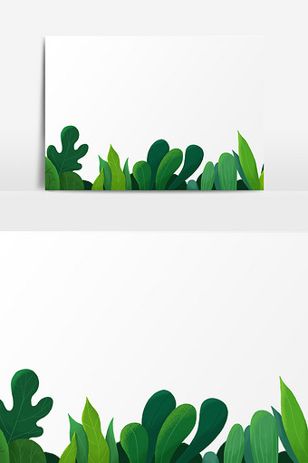 水彩小清新绿色草丛插画元素图片