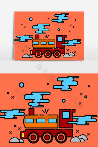 红色火车设计元素图片