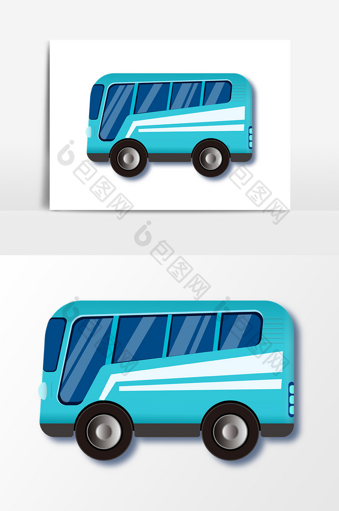 蓝色公交车小汽车元素