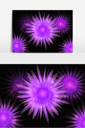 紫色梦幻花朵元素