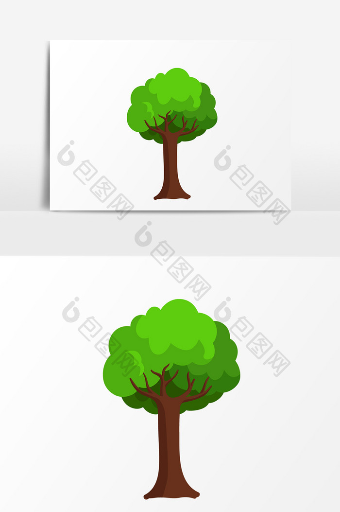 手绘绿色树木插画元素