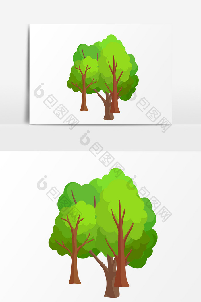 手绘创意小树插画元素