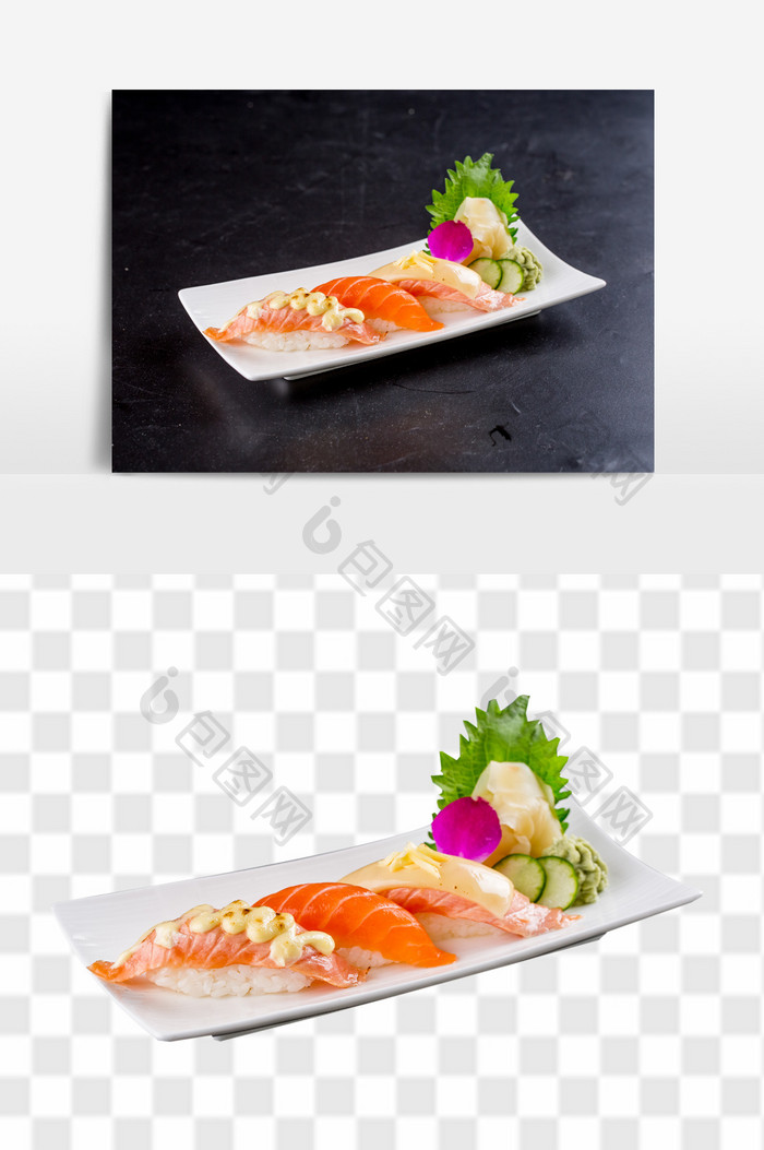 三文鱼组合寿司日式料理元素