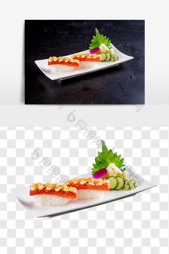 蟹柳寿司日式料理元素